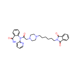 O=C1Nc2cccnc2N(C(=O)CN2CCN(CCCCCCN3C(=O)c4ccccc4C3=O)CC2)c2ccccc21 ZINC000026248706