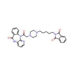 O=C1Nc2cccnc2N(C(=O)CN2CCN(CCCCCN3C(=O)c4ccccc4C3=O)CC2)c2ccccc21 ZINC000026262459