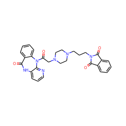 O=C1Nc2cccnc2N(C(=O)CN2CCN(CCCN3C(=O)c4ccccc4C3=O)CC2)c2ccccc21 ZINC000022940185