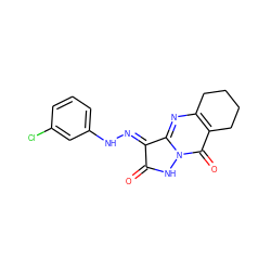 O=C1Nn2c(nc3c(c2=O)CCCC3)/C1=N/Nc1cccc(Cl)c1 ZINC000013116662