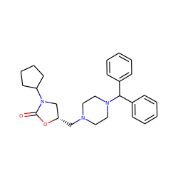 O=C1O[C@@H](CN2CCN(C(c3ccccc3)c3ccccc3)CC2)CN1C1CCCC1 ZINC000144044020