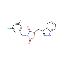 O=C1O[C@@H](Cc2c[nH]c3ccccc23)C(=O)N1Cc1cc(F)cc(F)c1 ZINC000013740660