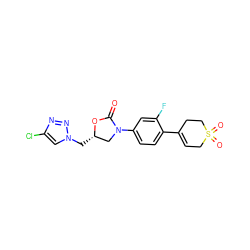 O=C1O[C@@H](Cn2cc(Cl)nn2)CN1c1ccc(C2=CCS(=O)(=O)CC2)c(F)c1 ZINC000013607982