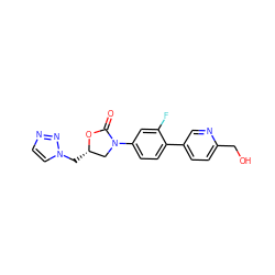 O=C1O[C@@H](Cn2ccnn2)CN1c1ccc(-c2ccc(CO)nc2)c(F)c1 ZINC000028711429