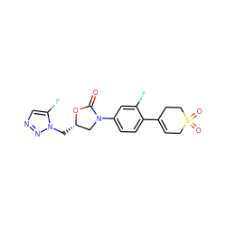 O=C1O[C@@H](Cn2nncc2F)CN1c1ccc(C2=CCS(=O)(=O)CC2)c(F)c1 ZINC000013607979