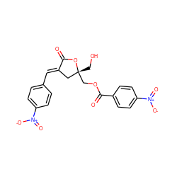 O=C1O[C@](CO)(COC(=O)c2ccc([N+](=O)[O-])cc2)C/C1=C\c1ccc([N+](=O)[O-])cc1 ZINC000042888564