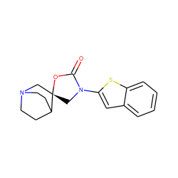 O=C1O[C@]2(CN3CCC2CC3)CN1c1cc2ccccc2s1 ZINC000013642496