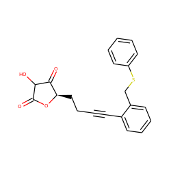 O=C1O[C@H](CCC#Cc2ccccc2CSc2ccccc2)C(=O)C1O ZINC000100802120