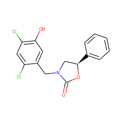 O=C1O[C@H](c2ccccc2)CN1Cc1cc(O)c(Cl)cc1Cl ZINC001772607422