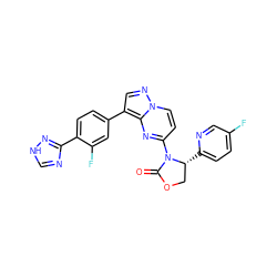 O=C1OC[C@@H](c2ccc(F)cn2)N1c1ccn2ncc(-c3ccc(-c4nc[nH]n4)c(F)c3)c2n1 ZINC000116185504