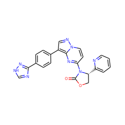 O=C1OC[C@@H](c2ccccn2)N1c1ccn2ncc(-c3ccc(-c4nc[nH]n4)cc3)c2n1 ZINC000116185255