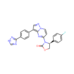 O=C1OC[C@H](c2ccc(F)cc2)N1c1ccn2ncc(-c3ccc(-c4nc[nH]n4)cc3)c2n1 ZINC000165268571