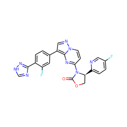 O=C1OC[C@H](c2ccc(F)cn2)N1c1ccn2ncc(-c3ccc(-c4nc[nH]n4)c(F)c3)c2n1 ZINC000068250269