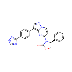 O=C1OC[C@H](c2ccccc2)N1c1ccn2ncc(-c3ccc(-c4nc[nH]n4)cc3)c2n1 ZINC000116189252