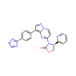 O=C1OC[C@H](c2ccccn2)N1c1ccn2ncc(-c3ccc(-c4nc[nH]n4)cc3)c2n1 ZINC000116185274