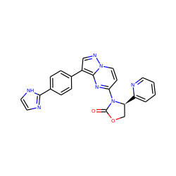 O=C1OC[C@H](c2ccccn2)N1c1ccn2ncc(-c3ccc(-c4ncc[nH]4)cc3)c2n1 ZINC000116186182