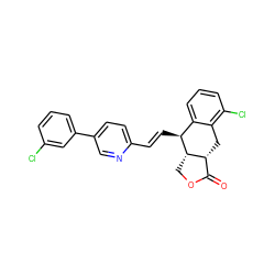 O=C1OC[C@H]2[C@@H]1Cc1c(Cl)cccc1[C@@H]2/C=C/c1ccc(-c2cccc(Cl)c2)cn1 ZINC000028823201