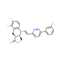 O=C1OC[C@H]2[C@@H]1Cc1c(ccc(F)c1F)[C@@H]2/C=C/c1ccc(-c2cccc(Cl)c2)cn1 ZINC000028823206