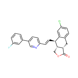 O=C1OC[C@H]2[C@@H]1Cc1ccc(Cl)cc1[C@@H]2/C=C/c1ccc(-c2cccc(F)c2)cn1 ZINC000028823230