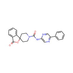 O=C1OC2(CCN(C(=O)Nc3cnc(-c4ccccc4)cn3)CC2)c2ccccc21 ZINC000000590689