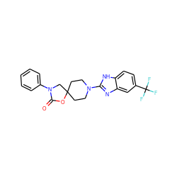 O=C1OC2(CCN(c3nc4cc(C(F)(F)F)ccc4[nH]3)CC2)CN1c1ccccc1 ZINC000064560372