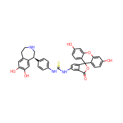 O=C1OC2(c3ccc(O)cc3Oc3cc(O)ccc32)c2ccc(NC(=S)Nc3ccc([C@@H]4CNCCc5cc(O)c(O)cc54)cc3)cc21 ZINC000026958198