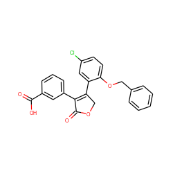 O=C1OCC(c2cc(Cl)ccc2OCc2ccccc2)=C1c1cccc(C(=O)O)c1 ZINC000038309139