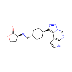 O=C1OCC[C@@H]1NC[C@H]1CC[C@H](c2nnn3cnc4[nH]ccc4c23)CC1 ZINC001772629779