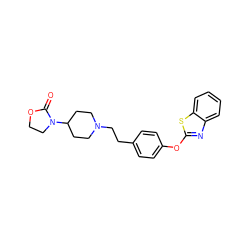 O=C1OCCN1C1CCN(CCc2ccc(Oc3nc4ccccc4s3)cc2)CC1 ZINC000040919135