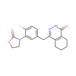 O=C1OCCN1c1cc(Cc2n[nH]c(=O)c3c2CCCC3)ccc1F ZINC000139688899