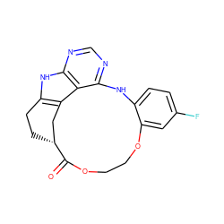 O=C1OCCOc2cc(F)ccc2Nc2ncnc3[nH]c4c(c23)C[C@H]1CC4 ZINC000299840567