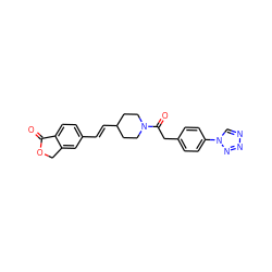 O=C1OCc2cc(/C=C/C3CCN(C(=O)Cc4ccc(-n5cnnn5)cc4)CC3)ccc21 ZINC000219586561