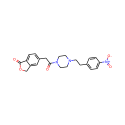 O=C1OCc2cc(CC(=O)N3CCN(CCc4ccc([N+](=O)[O-])cc4)CC3)ccc21 ZINC000096286280