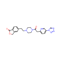 O=C1OCc2cc(CCN3CCN(C(=O)Cc4ccc(-n5cnnn5)cn4)CC3)ccc21 ZINC000168513193