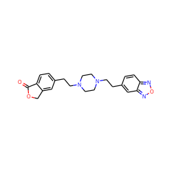 O=C1OCc2cc(CCN3CCN(CCc4ccc5nonc5c4)CC3)ccc21 ZINC000095563530