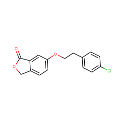 O=C1OCc2ccc(OCCc3ccc(Cl)cc3)cc21 ZINC000096927356