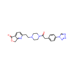 O=C1OCc2nc(CCN3CCN(C(=O)Cc4ccc(-n5cnnn5)cc4)CC3)ccc21 ZINC000653721458