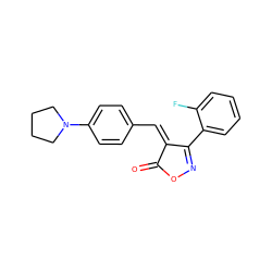 O=C1ON=C(c2ccccc2F)/C1=C/c1ccc(N2CCCC2)cc1 ZINC000013836802