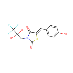 O=C1S/C(=C\c2ccc(O)cc2)C(=O)N1CC(O)(O)C(F)(F)F ZINC000049807647