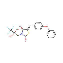 O=C1S/C(=C\c2ccc(Oc3ccccc3)cc2)C(=O)N1CC(O)(O)C(F)(F)F ZINC000049807985