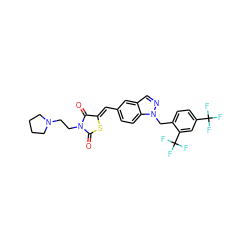 O=C1S/C(=C\c2ccc3c(cnn3Cc3ccc(C(F)(F)F)cc3C(F)(F)F)c2)C(=O)N1CCN1CCCC1 ZINC000146862954