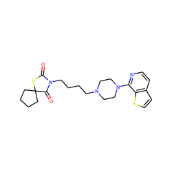 O=C1SC2(CCCC2)C(=O)N1CCCCN1CCN(c2nccc3ccsc23)CC1 ZINC000034186881