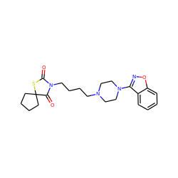 O=C1SC2(CCCC2)C(=O)N1CCCCN1CCN(c2noc3ccccc23)CC1 ZINC000027187149