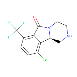 O=C1c2c(C(F)(F)F)ccc(Cl)c2[C@@H]2CNCCN12 ZINC000035272390