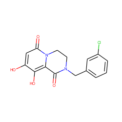 O=C1c2c(O)c(O)cc(=O)n2CCN1Cc1cccc(Cl)c1 ZINC000028825269