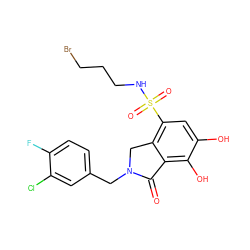 O=C1c2c(O)c(O)cc(S(=O)(=O)NCCCBr)c2CN1Cc1ccc(F)c(Cl)c1 ZINC000095564029