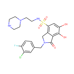 O=C1c2c(O)c(O)cc(S(=O)(=O)NCCN3CCNCC3)c2CN1Cc1ccc(F)c(Cl)c1 ZINC000095559066