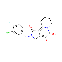 O=C1c2c(c3n(c(=O)c2O)CCCC3)C(=O)N1Cc1ccc(F)c(Cl)c1 ZINC000071319071