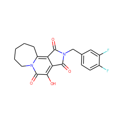 O=C1c2c(c3n(c(=O)c2O)CCCCC3)C(=O)N1Cc1ccc(F)c(F)c1 ZINC000071316505