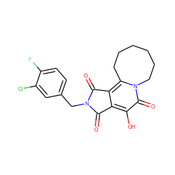 O=C1c2c(c3n(c(=O)c2O)CCCCCC3)C(=O)N1Cc1ccc(F)c(Cl)c1 ZINC000071316788